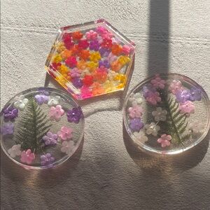 Floral Resin Coasters Set
